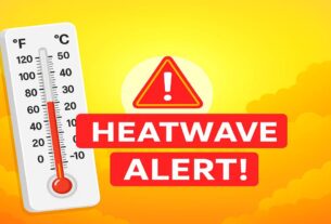 People struggling under intense sun during 2025 heatwave emergency in urban street