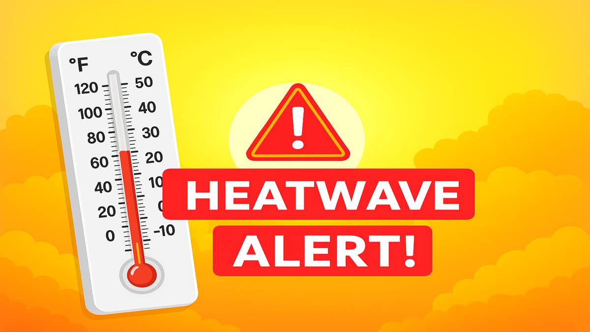 People struggling under intense sun during 2025 heatwave emergency in urban street