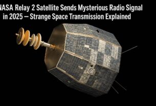 NASA Relay 2 satellite floating in space, transmitting a mysterious radio signal in 2025