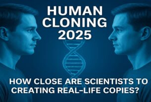Human Cloning 2025 Featured Image – DNA Helix and Identical Faces