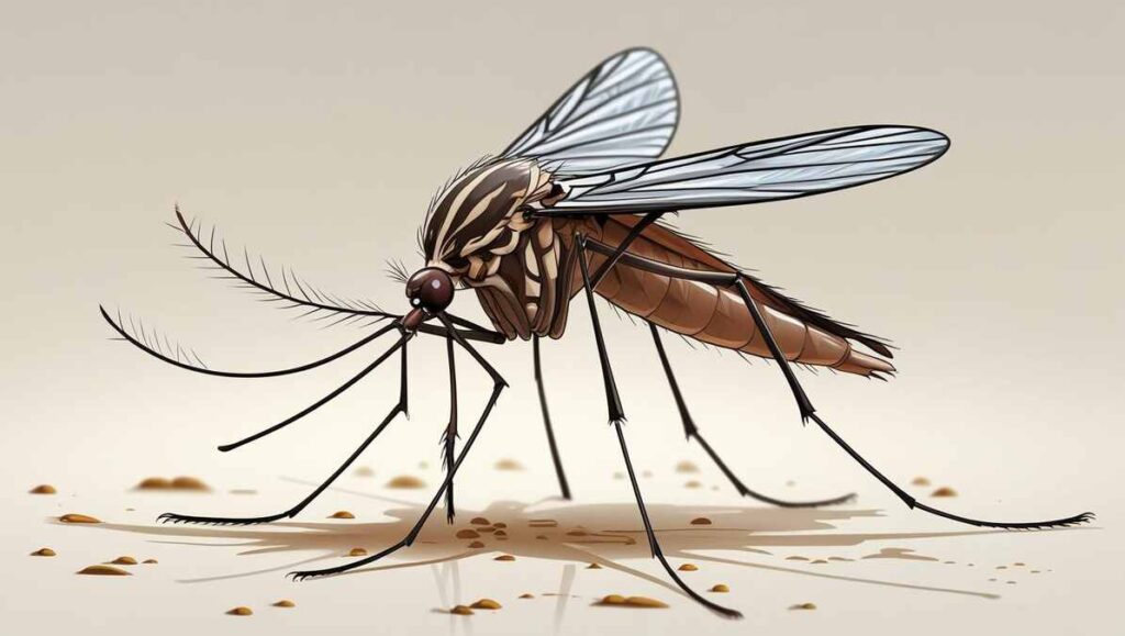 Realistic 3D illustration of Aedes albopictus (tiger mosquito)