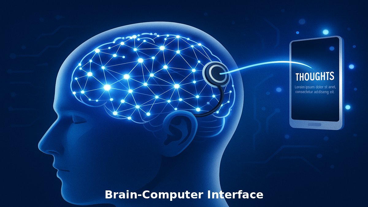 Futuristic illustration showing brain connected to smartphone via brain computer interface