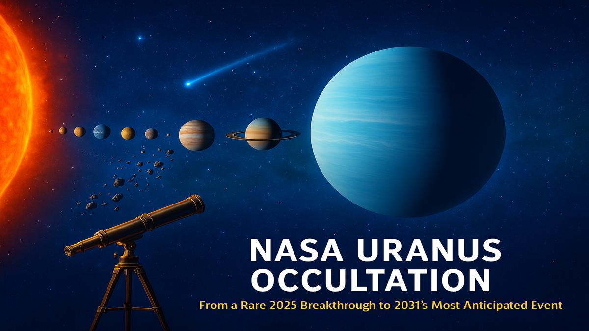 NASA Uranus Occultation showing planetary alignment with telescope in space