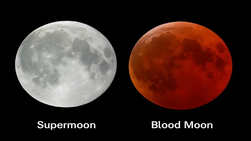 Blood Supermoon 2025: Composite Image of Two Full Moons During Rare Lunar Eclipse