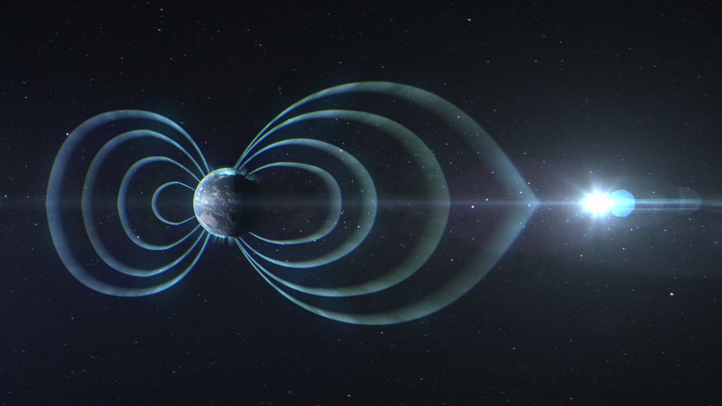 NASA SVS visualization showing magnetic reconnection in Earth's magnetosphere