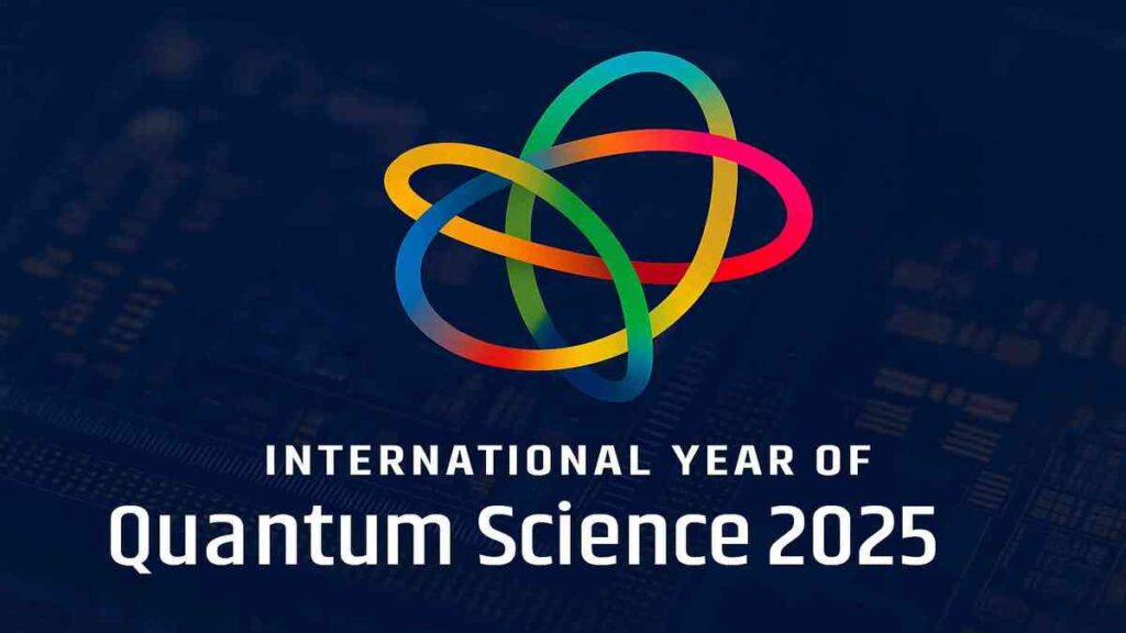 International Year of Quantum Science 2025 banner with quantum computing background