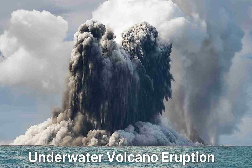 Underwater Volcano Eruption 2025 in the Pacific Ocean seafloor
