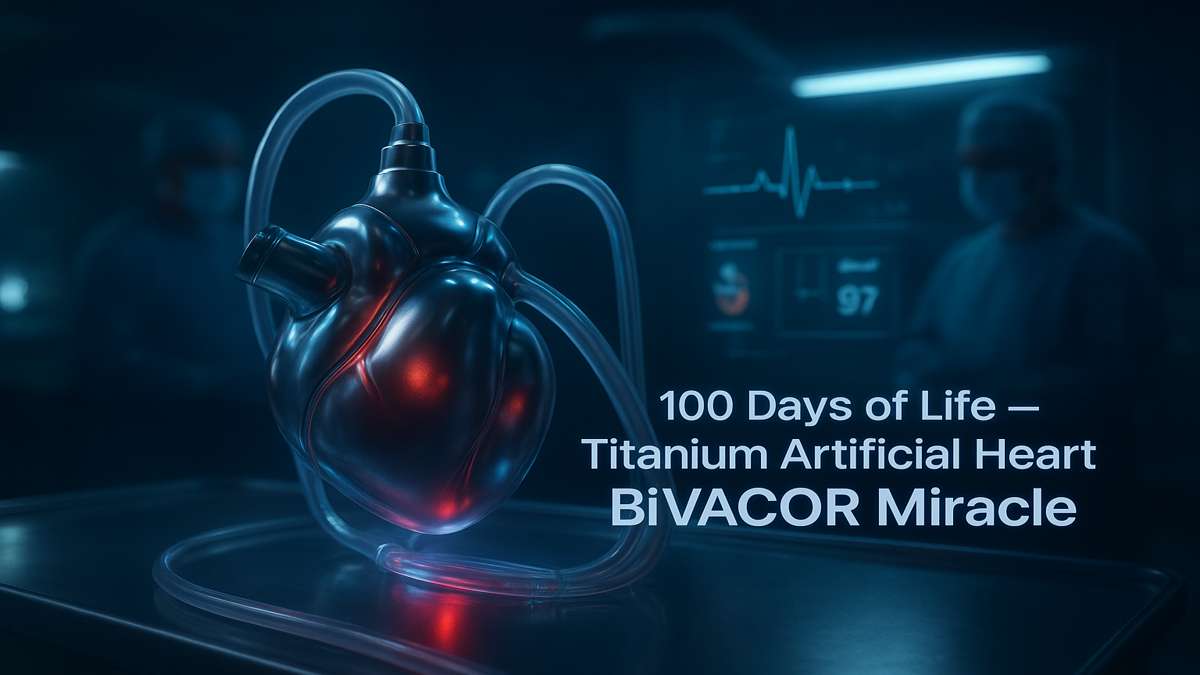 Titanium Artificial Heart BiVACOR representing medical innovation and human survival breakthrough